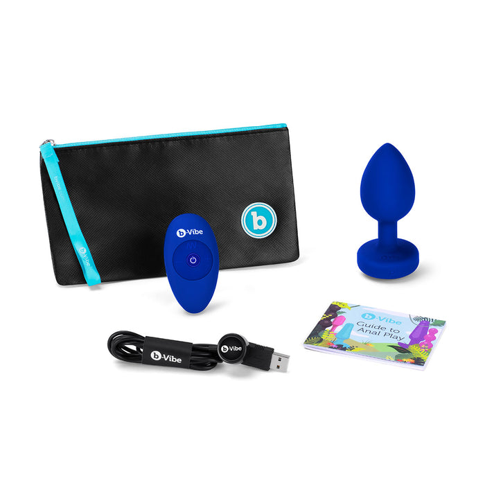 B-Vibe Vibrating Jewel Plug Large/X-Large - Blue Sapphire
