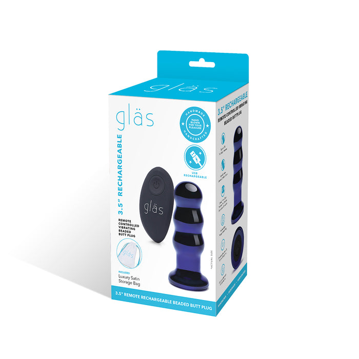 GLAS Rechargeable Ribbed Butt Plug 3.5"